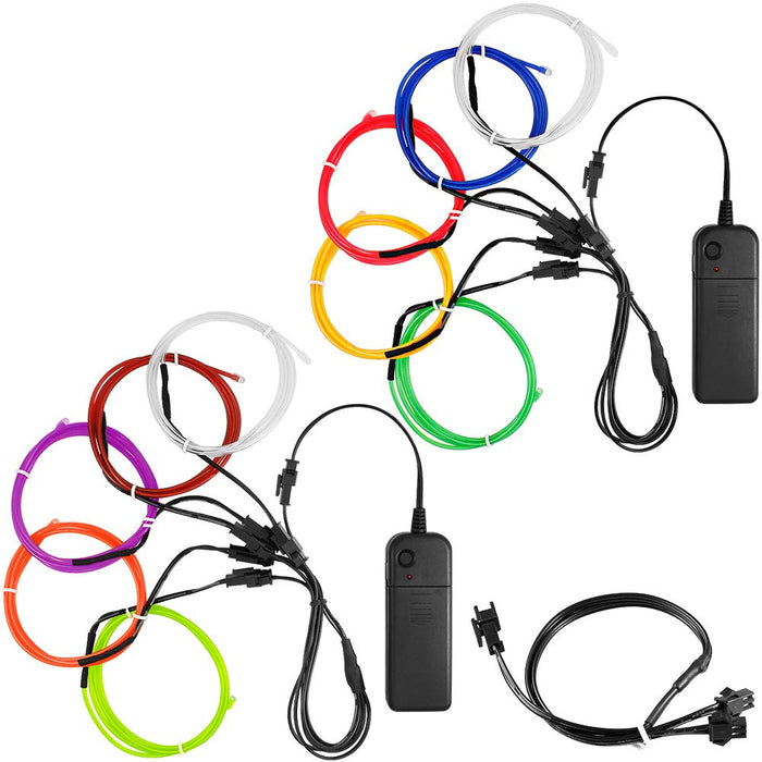 DanziX 10 Pack 3ft Portable EL Wire, Neon Light for Halloween Christmas Party Decoration Home Improvement - 10 Colors