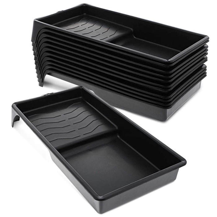  12 Pack 4 Inch Paint Tray Pans with Liners for Rollers,  Disposable, Ripped Small Plastic Paint Trays for Painting Walls, Floors,  Home Improvement, DIY Projects (Black) : Tools & Home Improvement