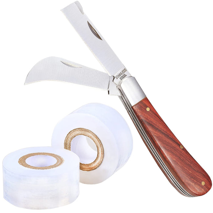 PUELDU Double Blades Grafting/Gardening Knife With 2 Grafting Tapes,Flexible Grafting Kit