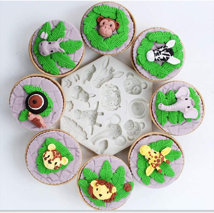 JeVenis Set of 5 Jungle Safari Animal Cake Mold Jungle Safari Animal Cupcake Decoration Jungle Animals Cookie Cutters