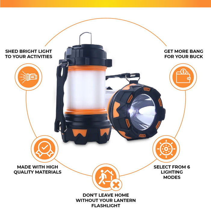 Camping Lantern with 4000mAh Power Bank, 7 Light Modes, Ipx6 Waterproof, Camping