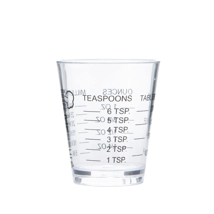 Chef Craft Classic Plastic Shot Glass Measurer, 1 ounce teaspoon/tablespoon, Clear