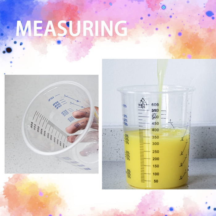 FEXIA 50-Pcs Plastic Measuring Cups Resin Mixing Cups 600ml