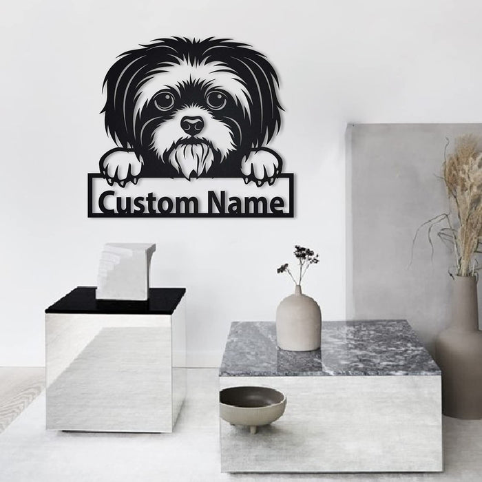 Personalized Shih Tzu Dog Metal Wall Art, Custom Name Shih Tzu Dog Sign Wall Decor for Dogs Lover, Pet , Animal Funny