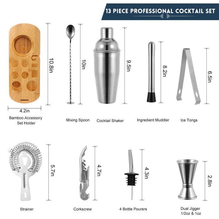Cocktail Shaker Bar Mixer Set-Professional Bartenders Premium Stainless Steel 25oz. Perfect For Homemade Party Drinks