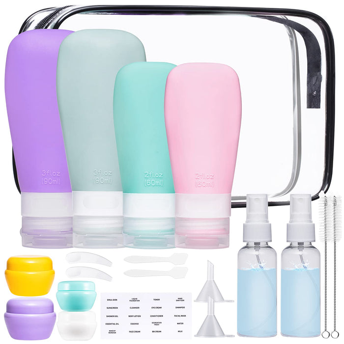4Pcs Silicone Travel Bottles for Toiletries, 3oz Tsa Approved Travel Size  Containers BPA Free Leak Proof Travel Tubes Refillable Liquid Travel  Accessories with Clear Toiletry Bag