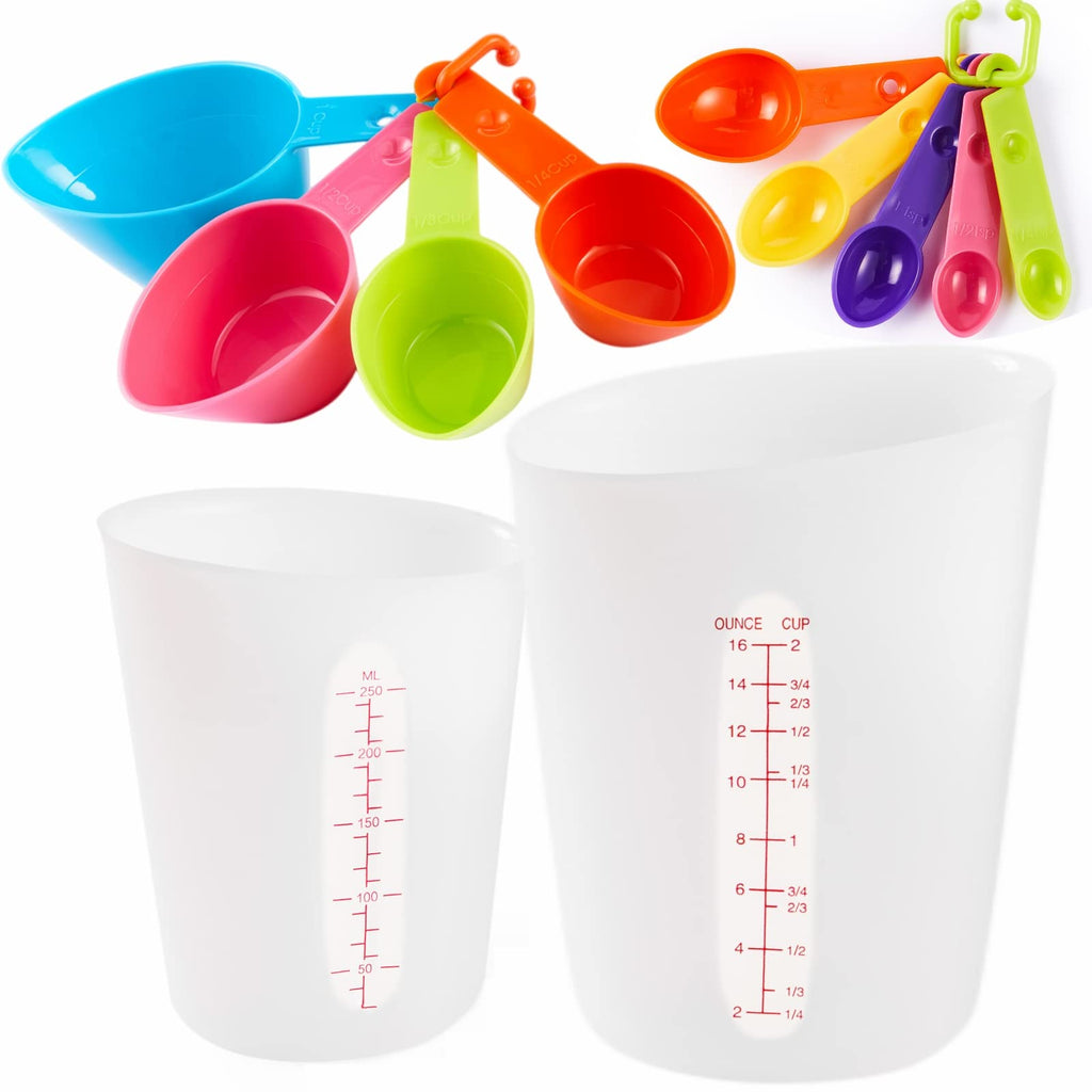 9Pcs/set Measuring Cups Set with Stackable Measure Spoons Plastic