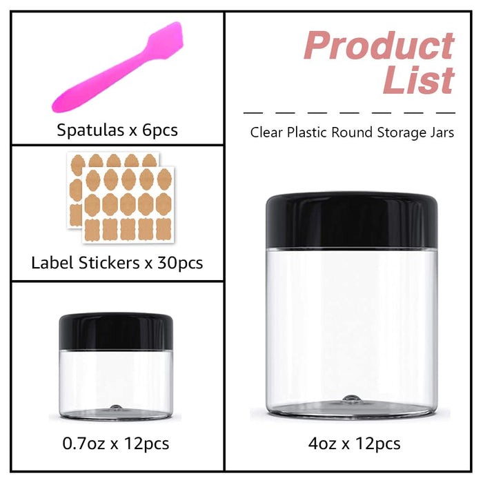 4 oz Small Plastic Containers with Lids 24 Pack Plastic Jars with Lids +  20g/20ml Small Containers with Lids Cosmetic Sample Jar - for Lip Scrub,  Bod - Imported Products from USA - iBhejo