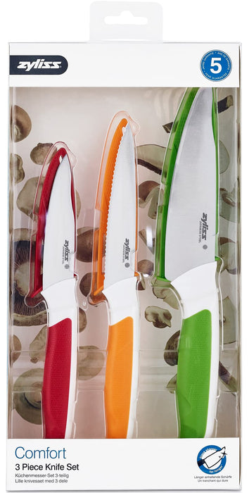 Zyliss 6 Piece Kitchen Knife Set with Sheath Covers, Stainless Steel 