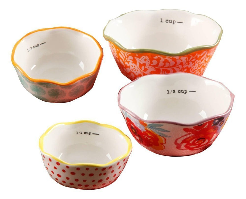 The Pioneer Woman Set of 4 Embossed Stainless Steel Measuring Cups, Playful  Posy