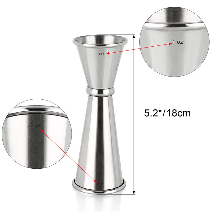 3PCS Double Jigger & Cocktail Jiggers Stainless Steel 1 Ounce X 2 Ounce  Alcohol Measuring Tools