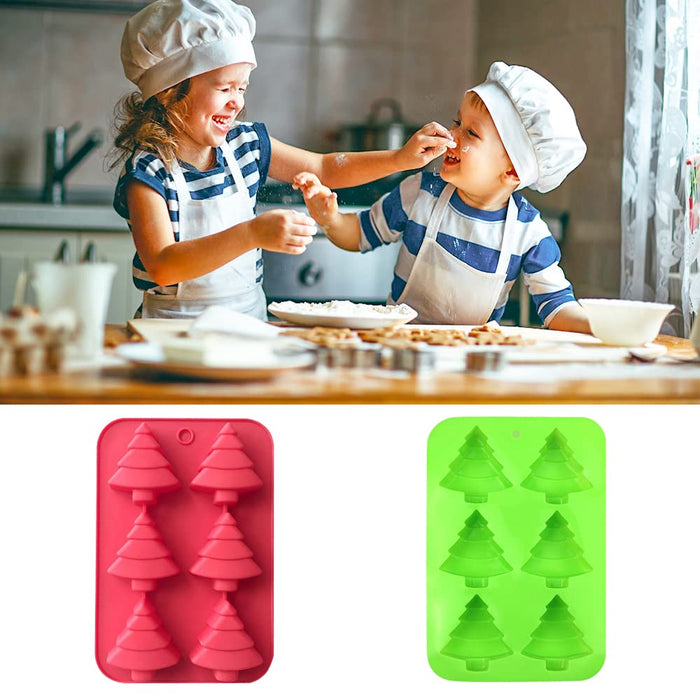 Christmas Silicone Chocolate and Candy Molds, 6 Pack Reusable and Non-stick  Small Candies Baking Molds - (Xmas Themed Red/Green)