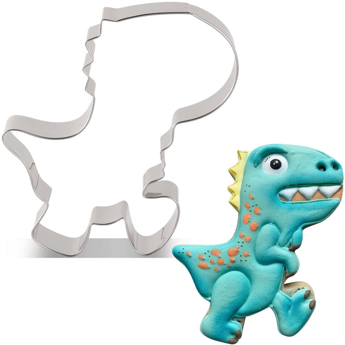 LILIAO T-rex Cookie Cutter Cute Dinosaur Biscuit and Fondant Cutters for Kids - 3.8 x 4.3 inches - Stainless Steel