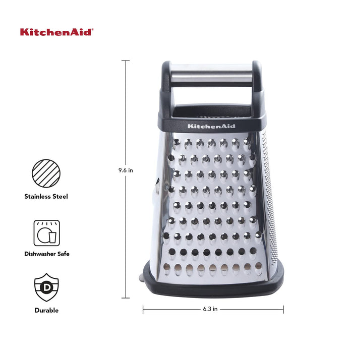 Ourokhome Cheese Grater with Handle, Stainless Steel Box Grater, 4 Side Kitchen Vegetable Shredder Slicer Zester with Container for Parmesan