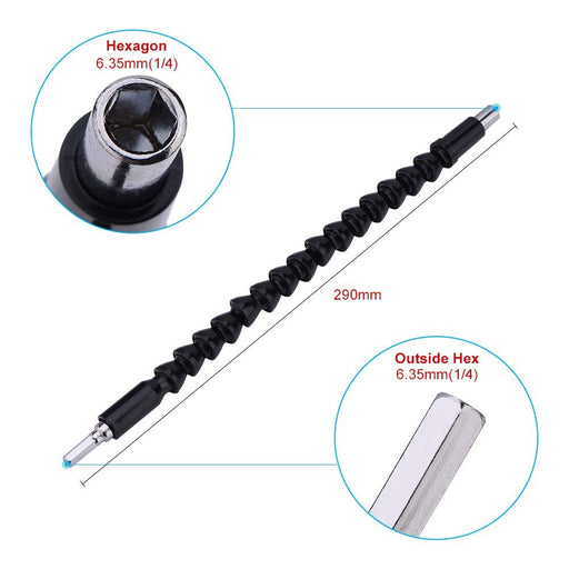 FOUUA Flexible Drill Bit Extension, Bendable Soft Shaft Extension Bits  11.6inch, Flexible Extension Connection with Manual 90° Right Angle  Screwdriver