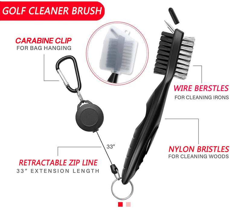 Golf Brush Retractable Clip Groove Cleaner For Golf Clubs And