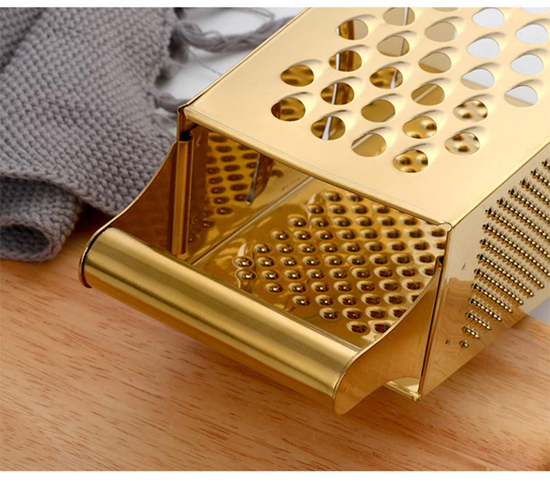 Large Stainless Steel 4 Sides Grater Slicer with Handle, Multifunctional Cutter Planing for Ginger, Garlic, Cucumbers, Carrots