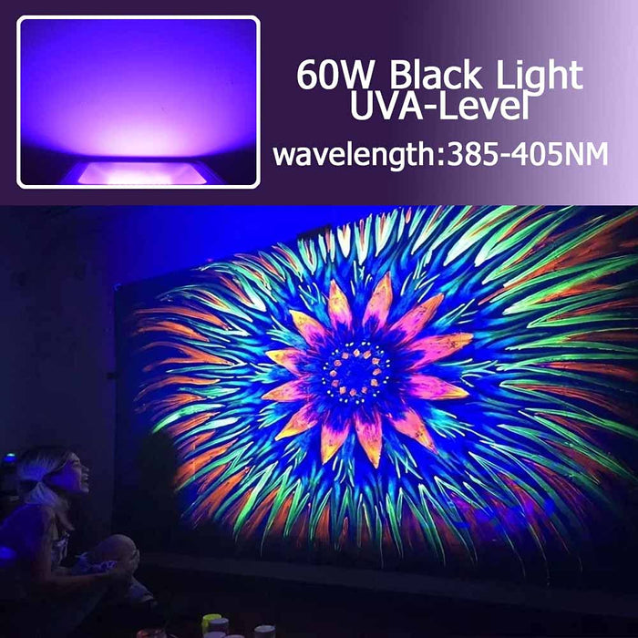 GLW Blacklight, LED 60W Black Light Flood Light IP66-Waterproof