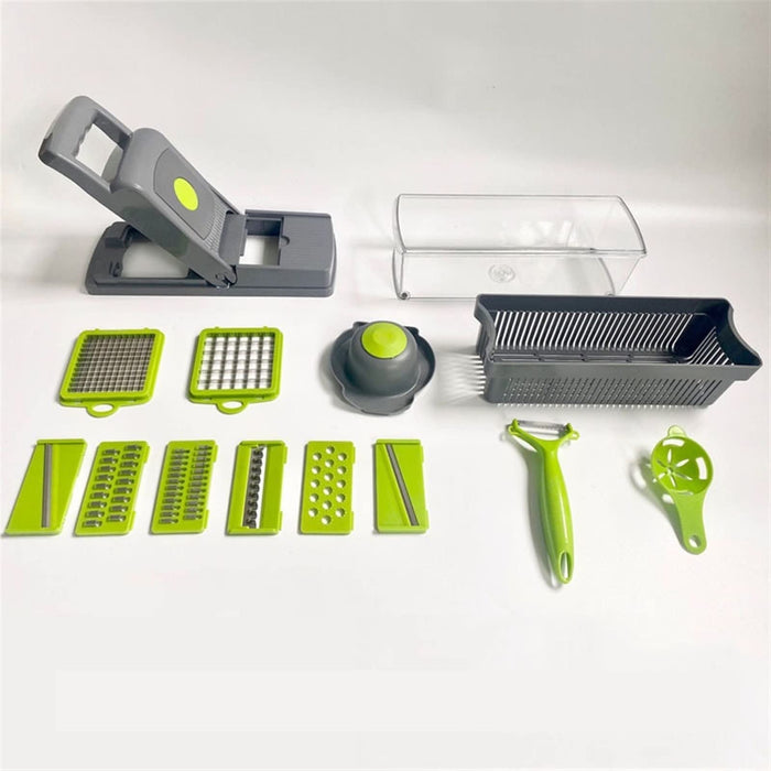 GULRUH Peeler, 12 in1 Multifunctional Vegetable Cutter Kitchen Accessories Potato Grater Chopper Fruit Slicer Peeler with Drain