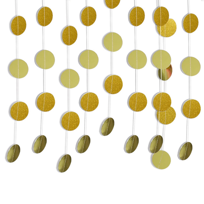 Gold Party Decorations Circle Dots Garland Hanging Backdrop Paper Streamer for Wedding Birthday Decorations Valentines Day Christmas Engagement Baby Shower Bridal Shower Chinese Year Supplies