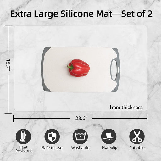 Silicone Counter Mats Set of 2, Kitchen Countertop Protector, Heat  Resistant, Non-Slip, Waterproof, Washable (White - 2 Pcs)