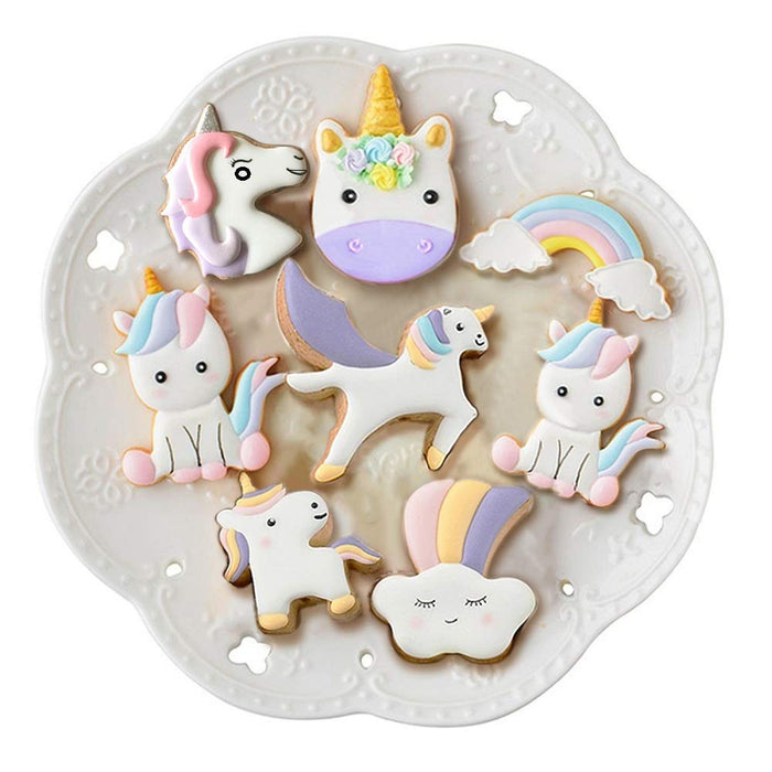 Unicorn Cookie Cutter Set-3 Inches-7 Piece-5 Unicorn Face&Head, Rainbow, Shooting Star, Fantasy Unicorn Fondant Molds for Kids