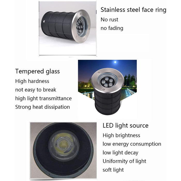 Low Voltage Recessed Landscape Lamp, IP68 LED Lights, Ring Underwater Fountain Light, for Garden, Patio, Stairs, Swimming Pool Lighting (Color : Yellow, Size : 18w(12V))