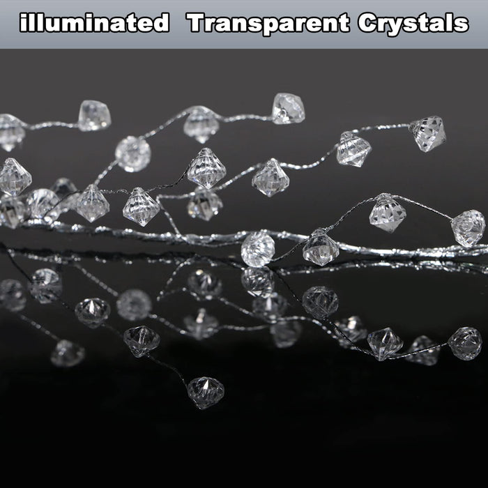 Crystal Diamond Ice Wire Garland Steel Wire Clear Acrylic Crystal Garland  Bead Tree Garland for Christmas Wedding Party Decoration