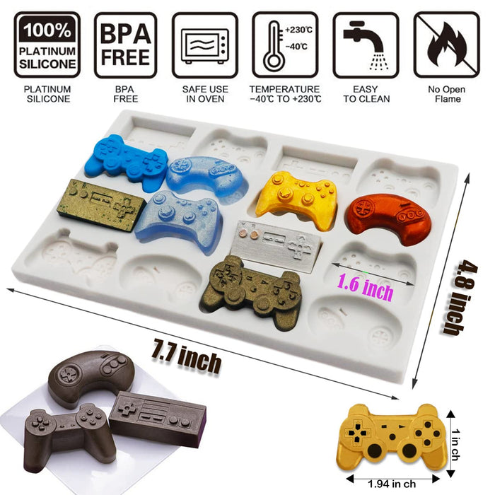 SAKOLLA Game Controller Silicone Molds, 16 Cavity Video Game Controller Molds for Chocolate, Candy, Cake Decoration, Cake Pops, Resin