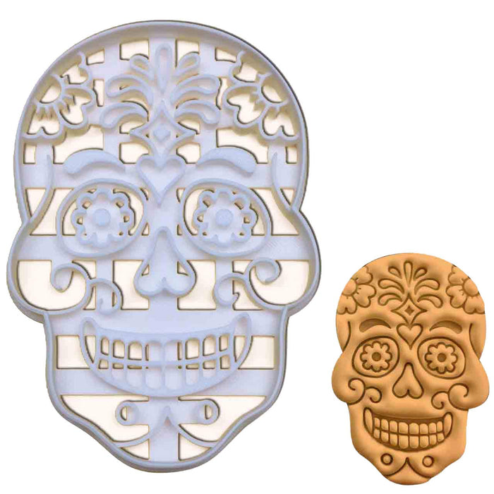 Floral Skull Day of the Dead cookie cutter, 1 piece - Bakerlogy