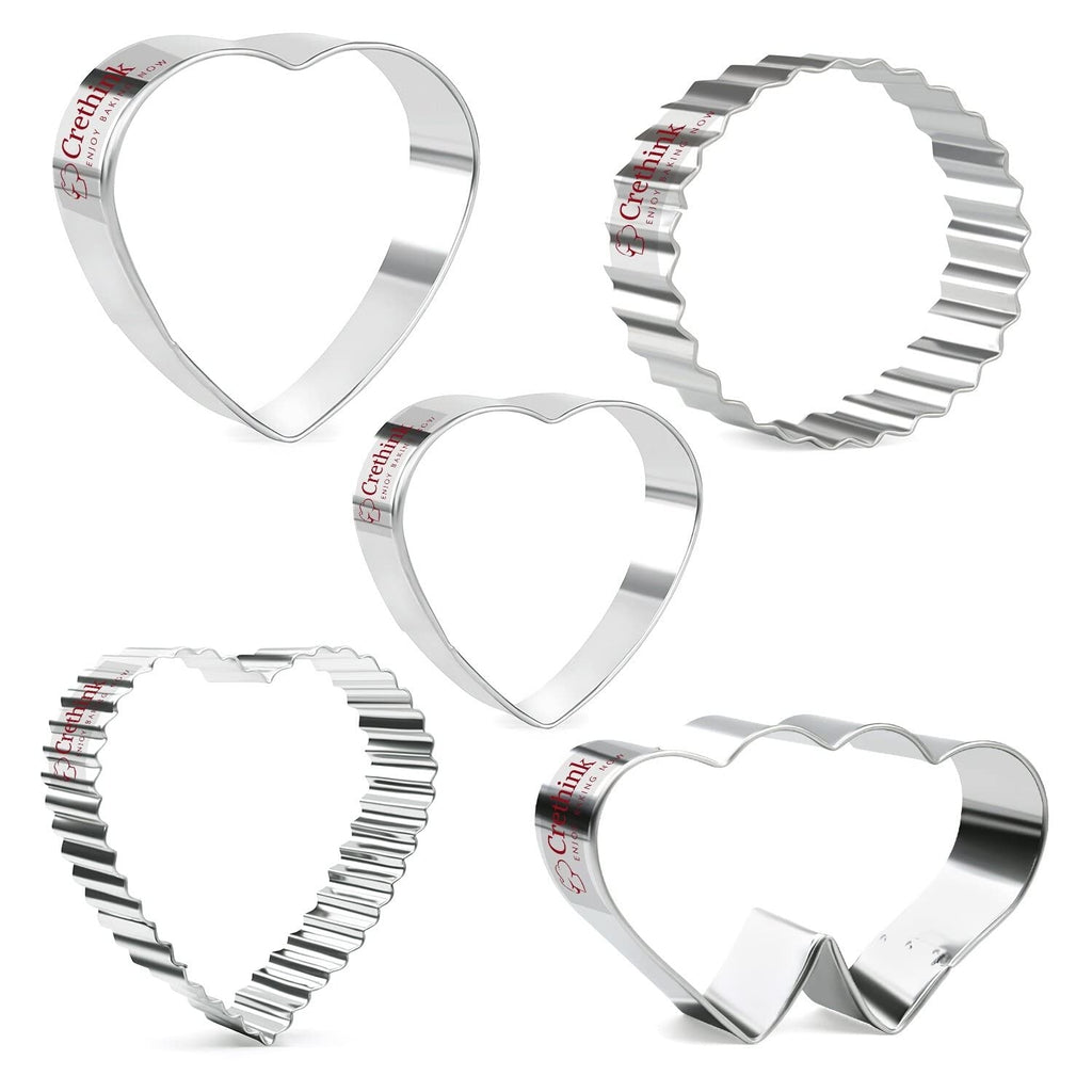 Valentine’s Day Cookie Cutter Set, 6pcs Valentine Stainless Steel Heart Cookie Cutters - Double Heart, Heart, Wing Heart, Heart with Arrow, Lips, Love