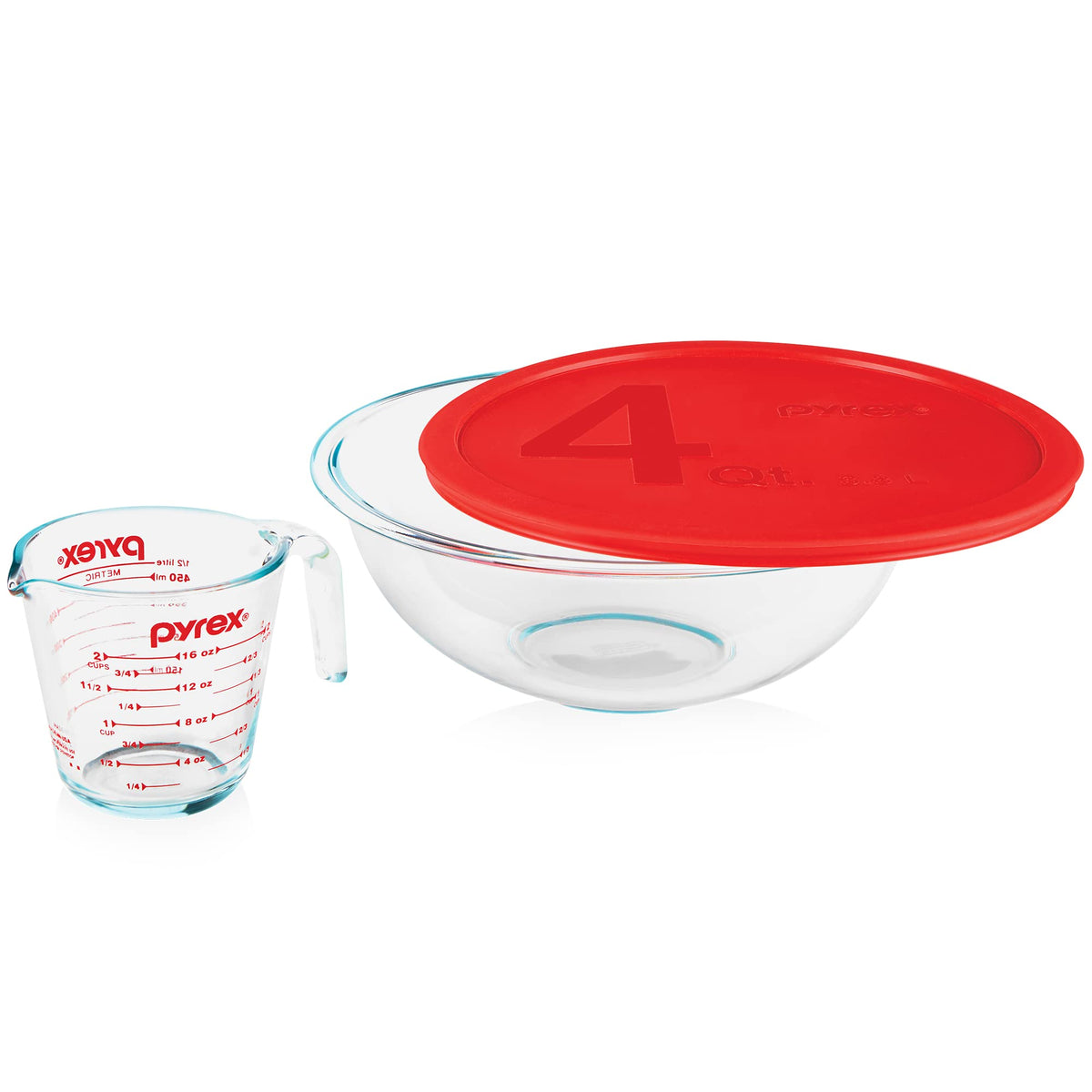 Pyrex Prepware 1-Cup and 2-Cup Glass Measuring Cup Set, with Supreme Box Safe Package