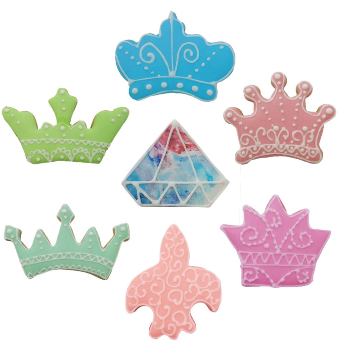 Crown Cookie Cutter Set of 7 pcs, Stainless Steel Princess Crown Series Cookie Cutters Fondant Baking Molds