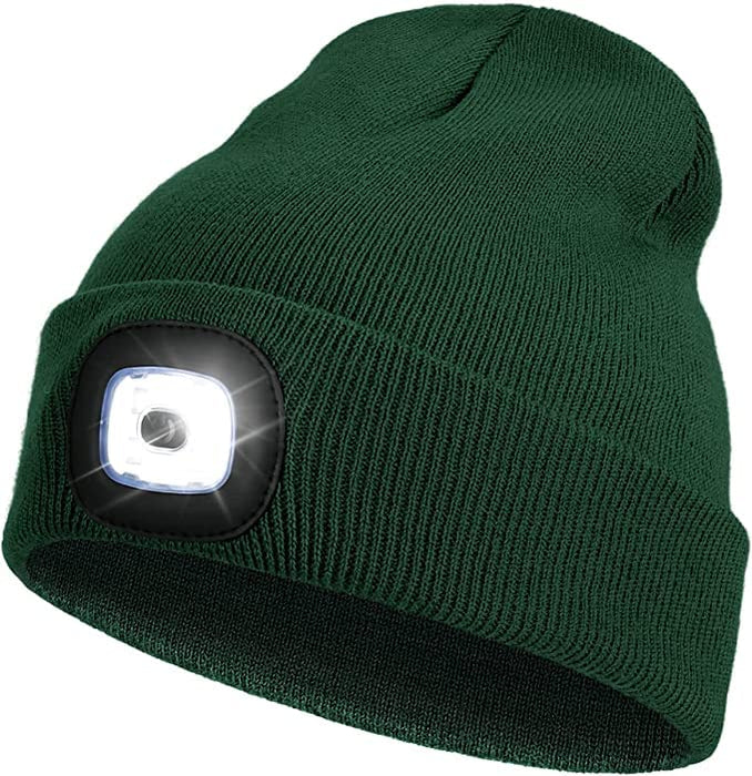 LED Light Hat USB Rechargeable Cap Flashlight Cap LED Beanies Knit