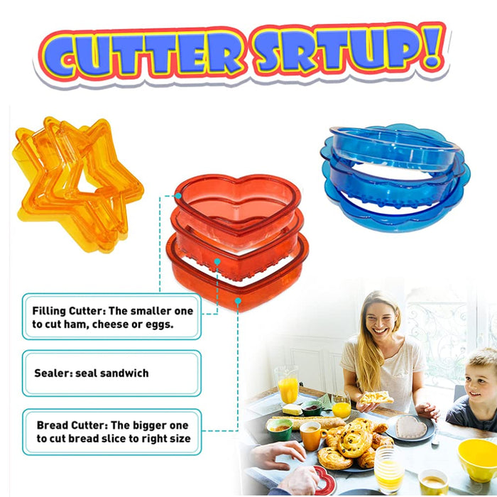 Sandwich Cutter and Sealer Set, 3 Set Uncrustable Sandwich Maker, DIY Decruster Sandwich for Kids, Bento Sandwich Cutter for Kids