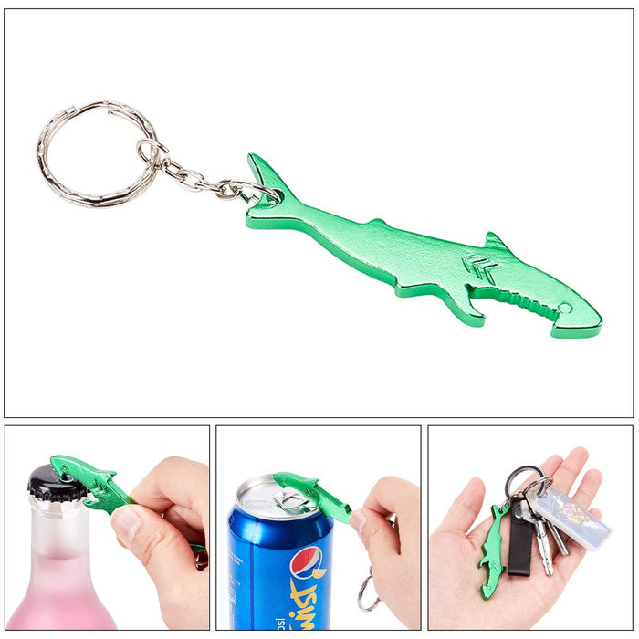 arricraft 12 Pcs Shark Shaped Bottle Opener, Pocketable Keychain Bear Opener for Camping and Traveling, 6 Random Colors