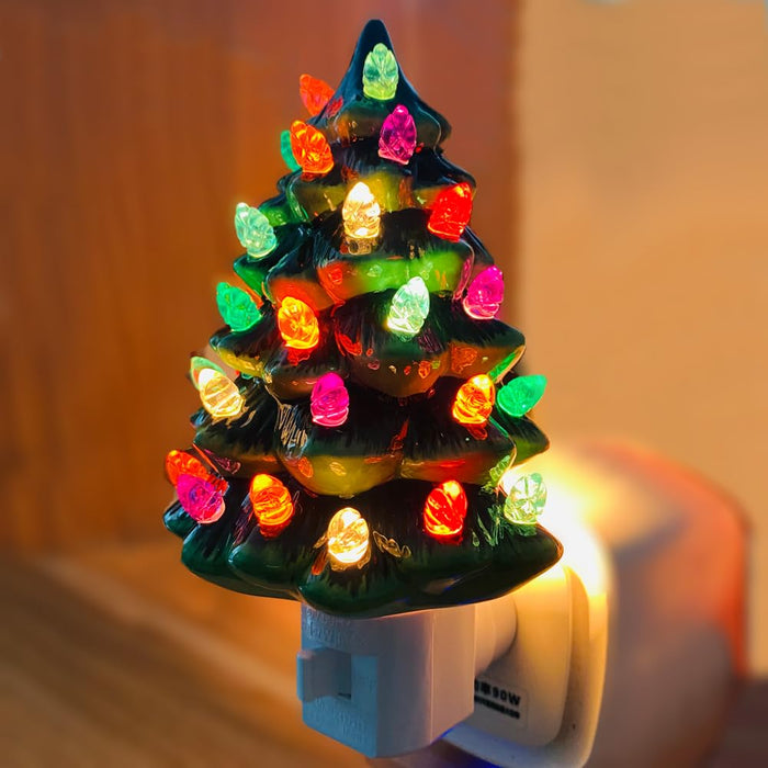 Mr. Christmas Nostalgic Ceramic Christmas Tree with LED Lights Indoor  Decoration, 14 Inches, White