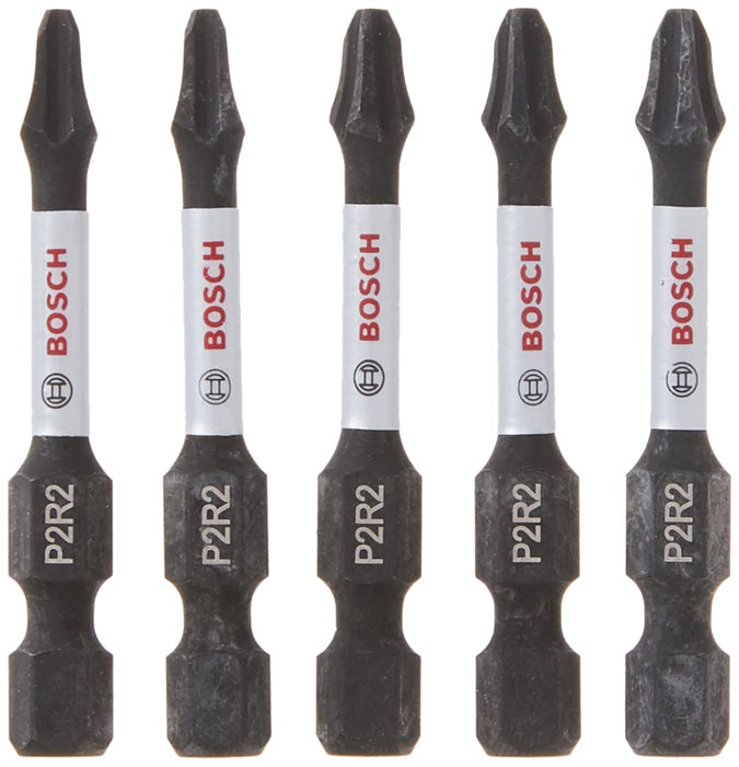 BOSCH ITP2R2205 5-Pack 2 In. Phillips/Square 2 Impact Tough Screwdriving Power Bits
