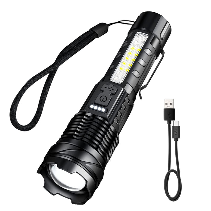 Super Bright T6 LED Flashlight High Lumens USB Rechargeable