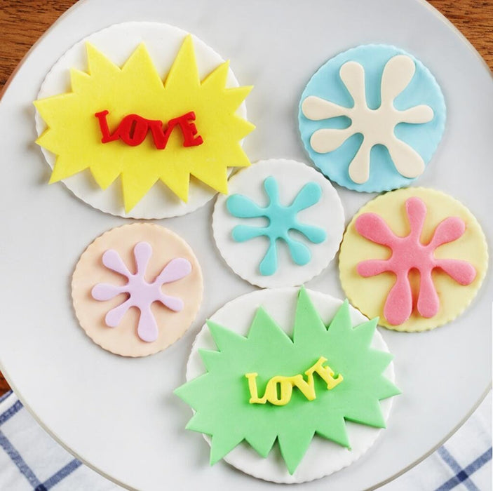 (Set of 2) Paint Splatter Cookie Cutter Set,Hand Love Sign Cookie Cutter,CupCake Decorating Gumpaste Fondant Mould