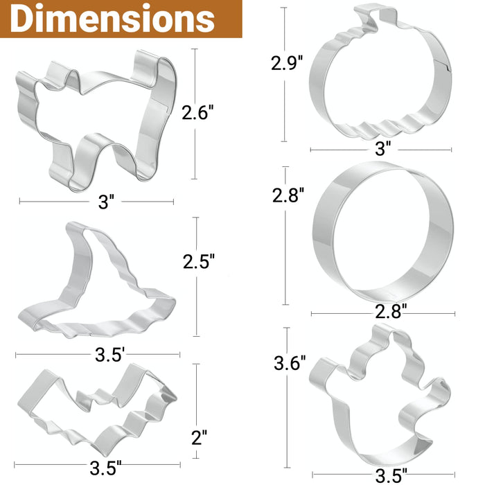 Cookie Cutters 6 PCS, Halloween Cookie Cutters by JOB JOL, 3'' to 3.5''