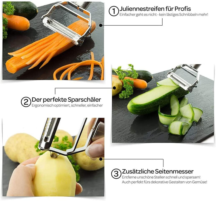 Julienne Peeler, Stainless Steel Multifunctional Peeler, Double-sided Blade Vegetable  Julienne Cutter