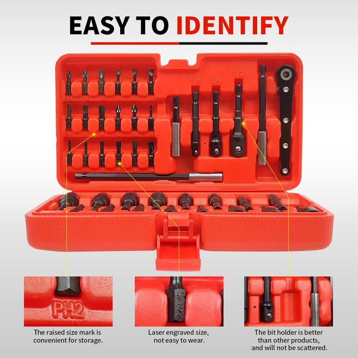 MacWork 14PC Power Magnetic Nut Driver Drill Bit Set Socket Bit Adapter  metric&SAE Socket for Wrench Screw 1/4 Driver Hex