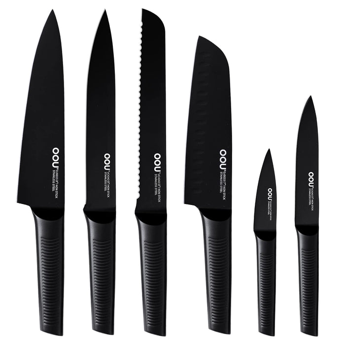 Wanbasion Black Stainless Steel Knife Set, Sharp Kitchen Knife Set Professional