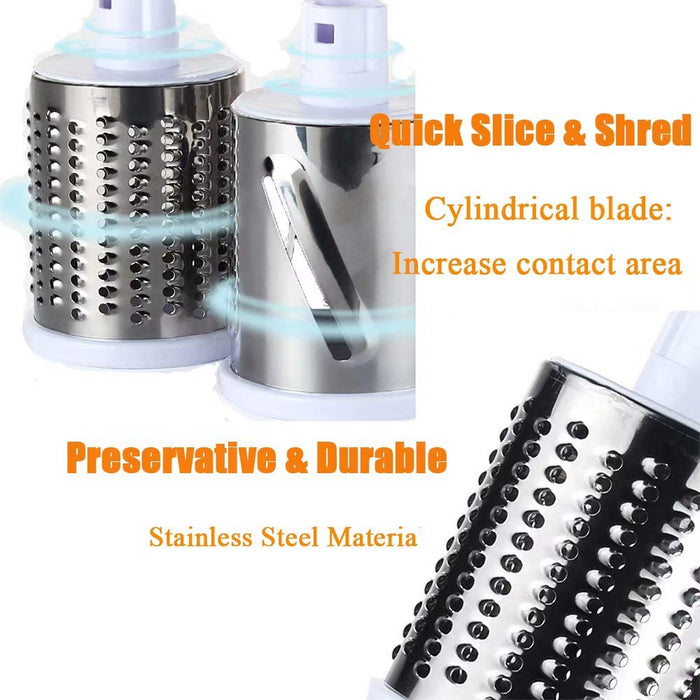Cheese Grater Rotary Cheese Shredder Vegetable Slicer 3-in-1 Vegetable Shredder Grater Slicer Grinder for Potato Onion Cucumber