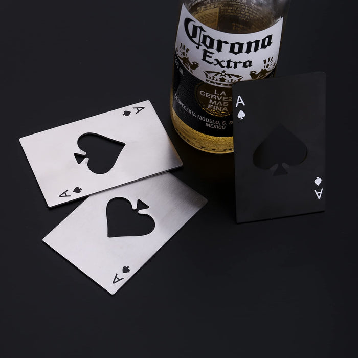 Custom Ace Of Spades Card Bottle Opener Stainless Steel for Men Women 2P (Silver(no engraving))
