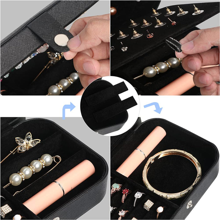 Jewelry Case For Women, Portable Pu Leather Travel Jewelry