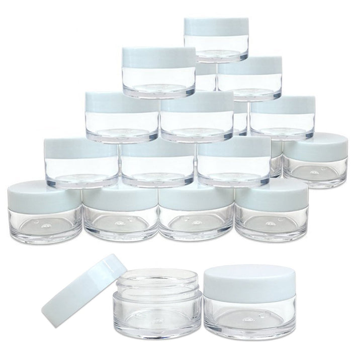 Beauticom 24 Pieces 20G/20ML Round Clear Jars with White Lids for Lotion, Creams, Toners, Lip Balms, Makeup Samples - BPA Free