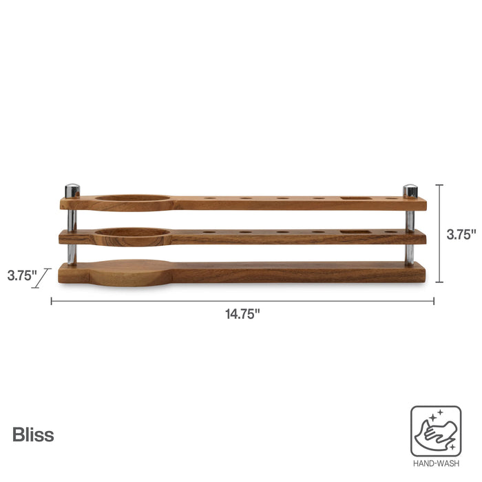 Mikasa Bliss Bar Tool Set with Wooden Stand, 8 Piece, Stainless Steel