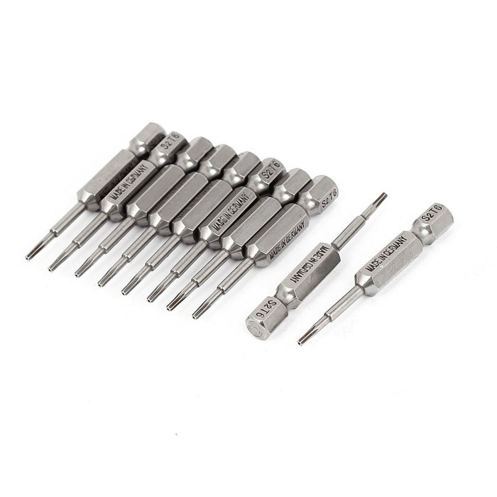 uxcell 1/4inch Hex Shank T6 Torx Security Screwdrivers Bits 50mm Length 10pcs